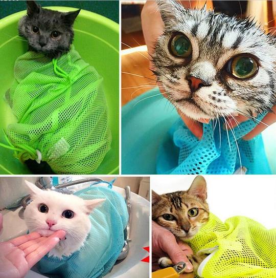 Cat Grooming & Bathing Bag – Breathable Mesh Restraint Bag for Safe Care