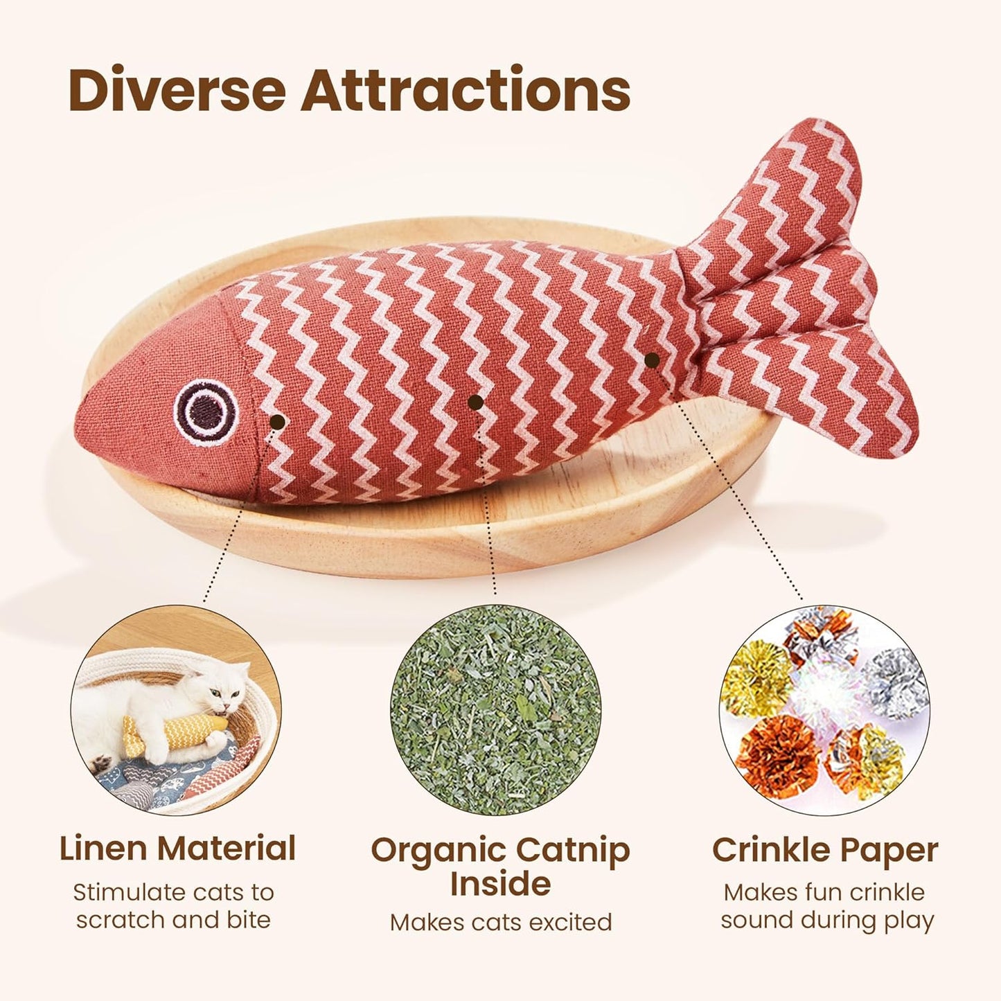 Hemp Cloth Catnip Toy Fish for Cats & Kittens