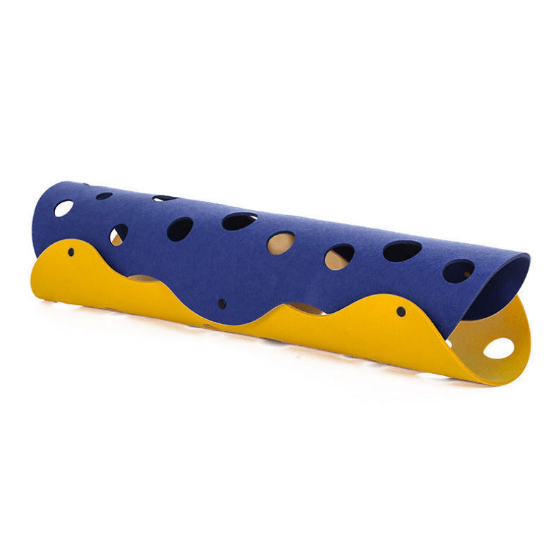 Collapsible Cat Tunnel Toy – Interactive Felt Play Tube with Pom-Pom Design