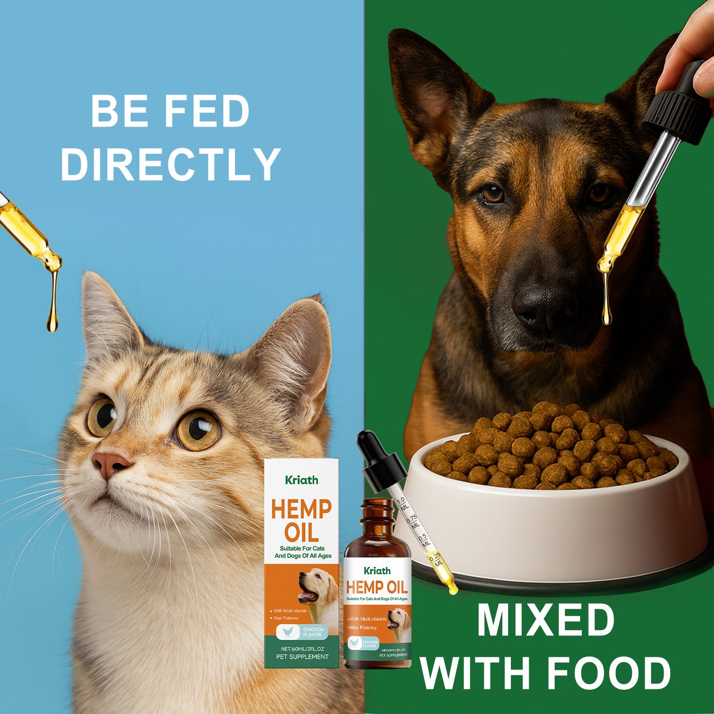 Kriath Hemp Seed Oil Vitality Drops for Cats & Dogs – Daily Wellness Support