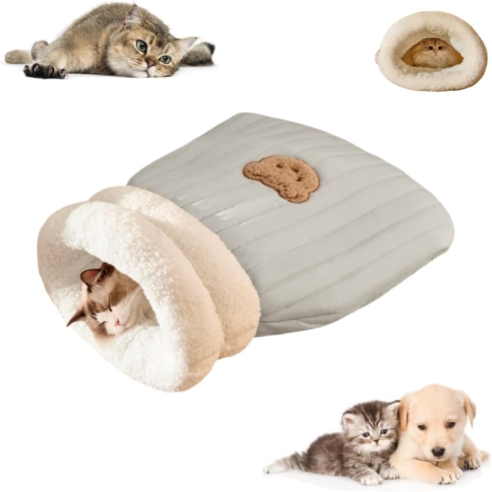 Cozy Cat Tunnel Bed – Soft Plush Sleeping Bag for Cats & Kittens