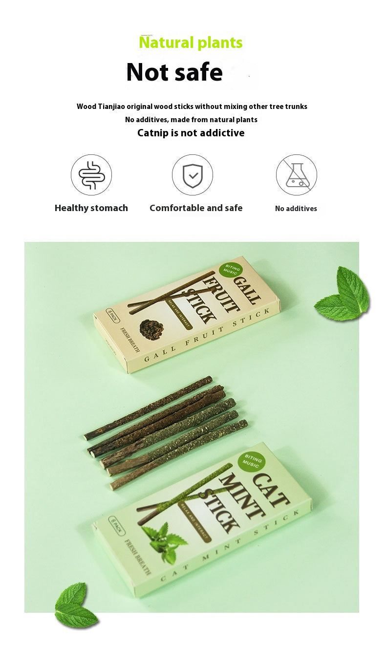 Natural Cat Mint or Gall Fruit Chew Stick For Cats & Kittens