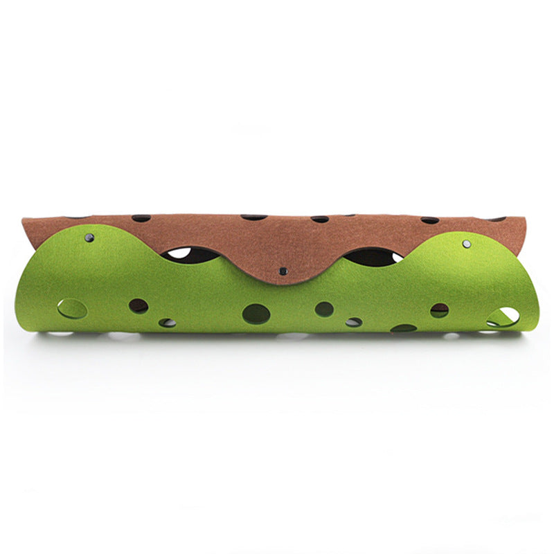 Collapsible Cat Tunnel Toy – Interactive Felt Play Tube with Pom-Pom Design