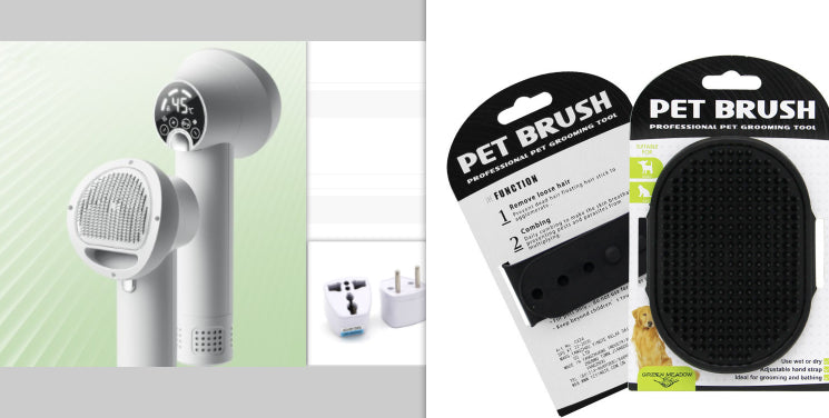 Smart Pet Hair Dryer & Grooming Comb – Low Noise 2-in-1 Dog & Cat Blow Dryer