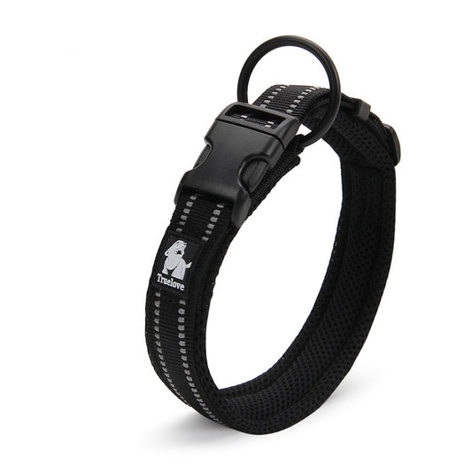 Reflective 3M Soft Padded Dog Collar – Breathable Nylon Safety Collar for Dogs