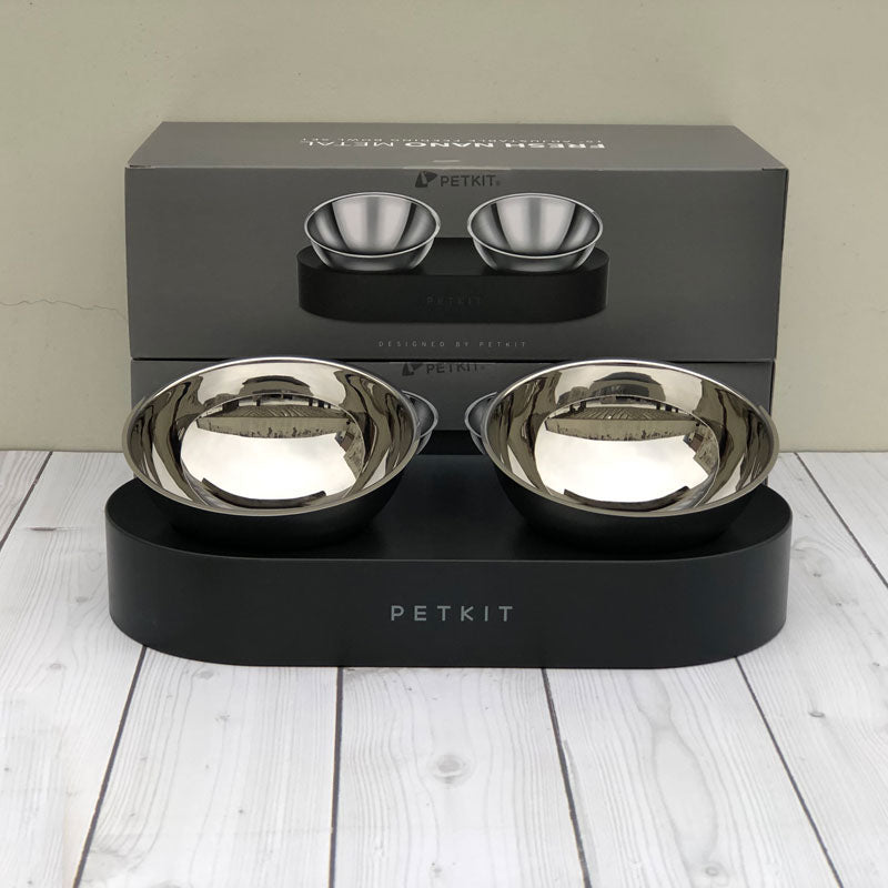 Adjustable Stainless Steel Cat Bowls – Elevated 15° Anti-Slip Feeding Station