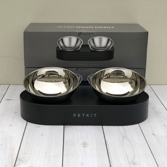 Adjustable Stainless Steel Cat Bowls – Elevated 15° Anti-Slip Feeding Station