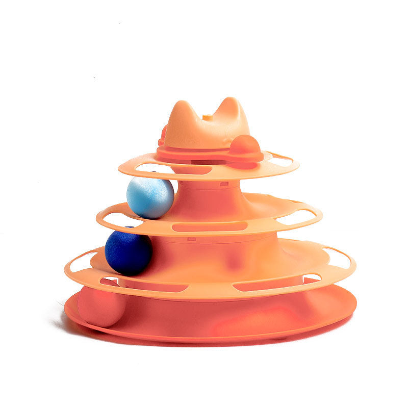 Cat Space Tower Turntable Toy – Interactive Puzzle & Feather Play Board for Cats