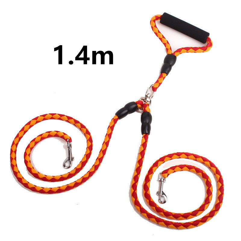 Double-Ended Dog Leash Rope – Heavy Duty Reflective Hands-Free Walking Lead