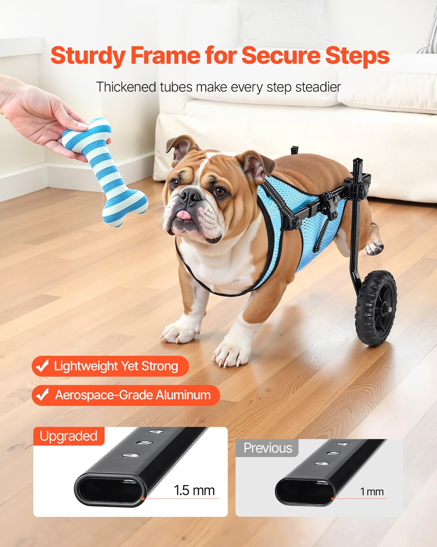Dog Wheelchair For Back Legs, Adjustable For Dogs Up To 33lbs.
