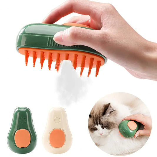 3-in-1 Steam Cat & Dog Grooming Brush – Self-Cleaning Massage & Hair Removal Comb