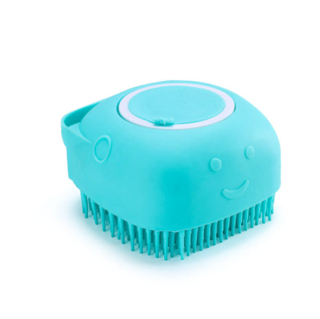 Silicone Pet Bath Massage Brush – Shampoo Dispensing Grooming Tool for Dogs & Cats