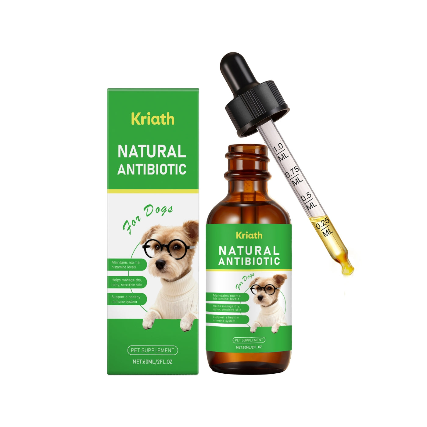 Kriath Natural Immune Support Drops for Dogs – Daily Wellness Formula