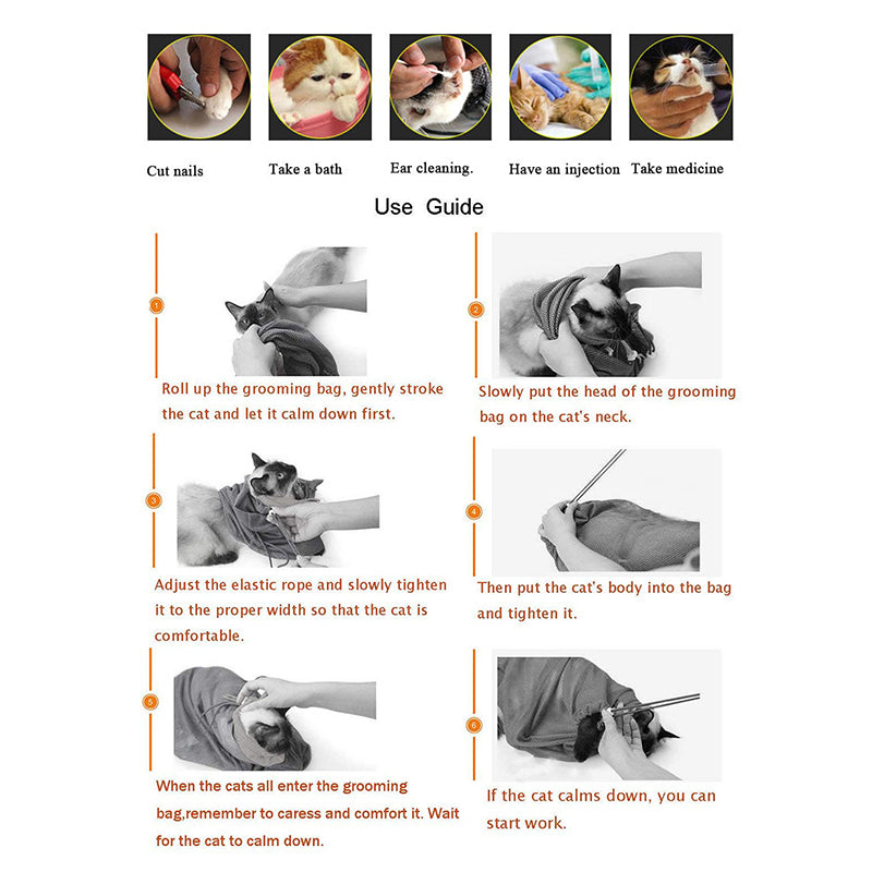 Cat Grooming & Bathing Bag – Breathable Mesh Restraint Bag for Safe Care