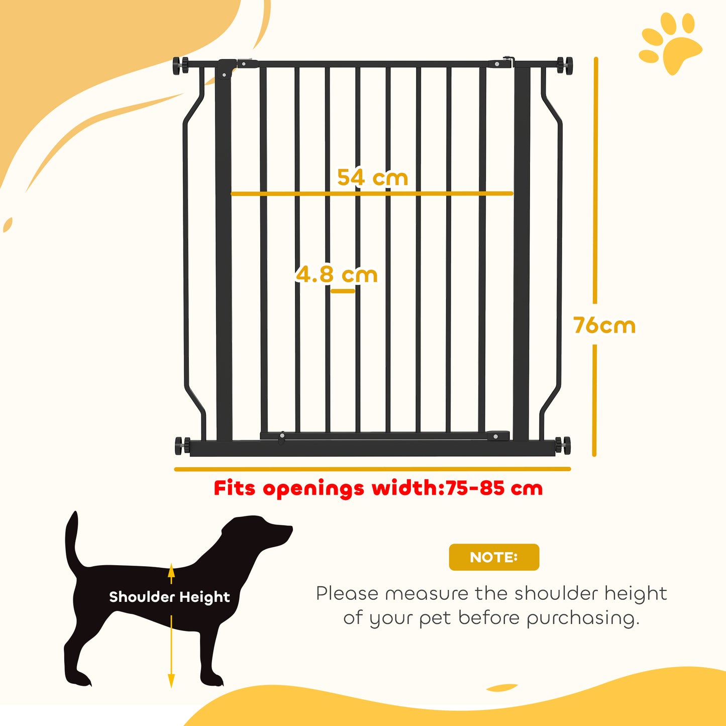 PawHut Extra Wide Dog Safety Gate for Doorways, Hallways, Staircases - Black