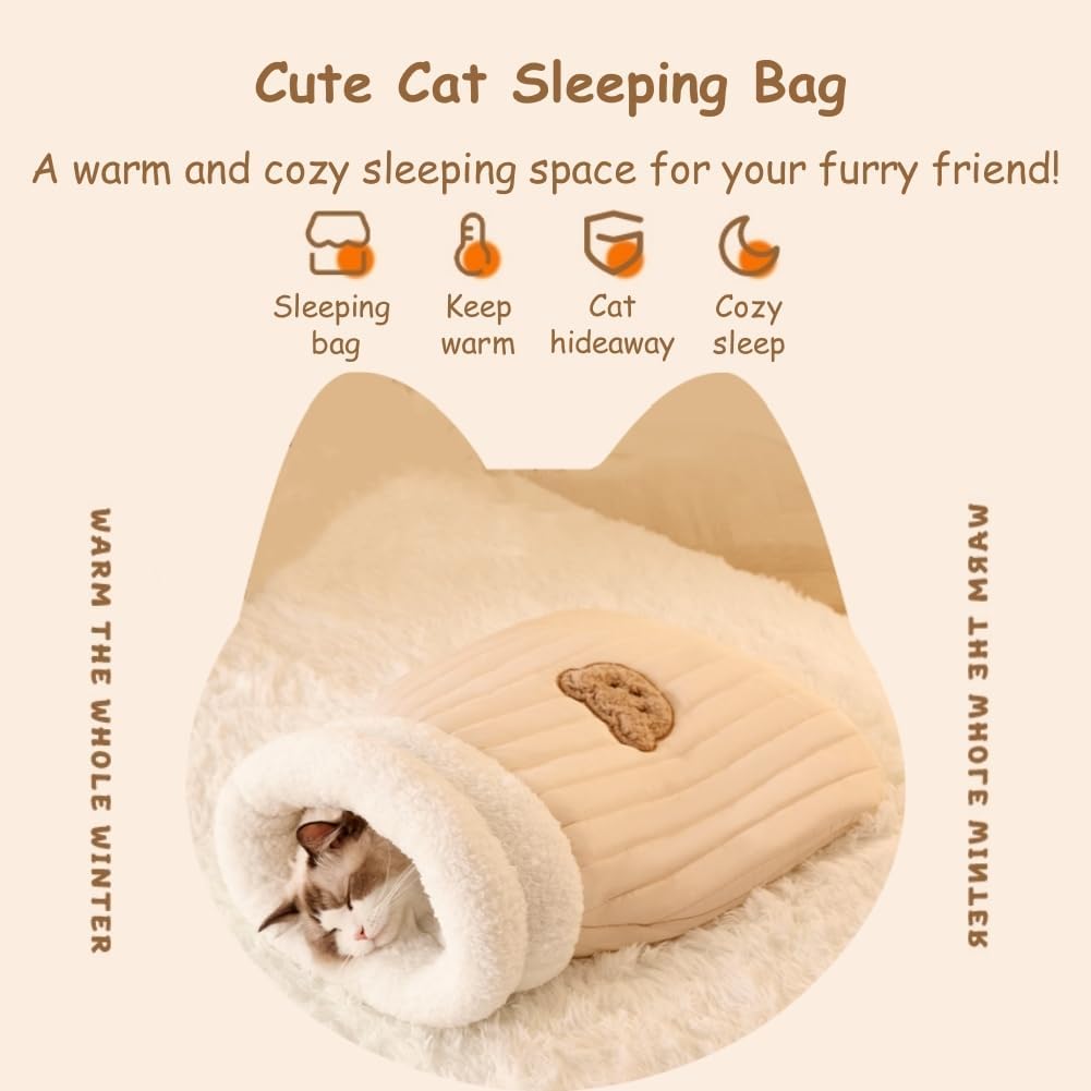 Cozy Cat Tunnel Bed – Soft Plush Sleeping Bag for Cats & Kittens
