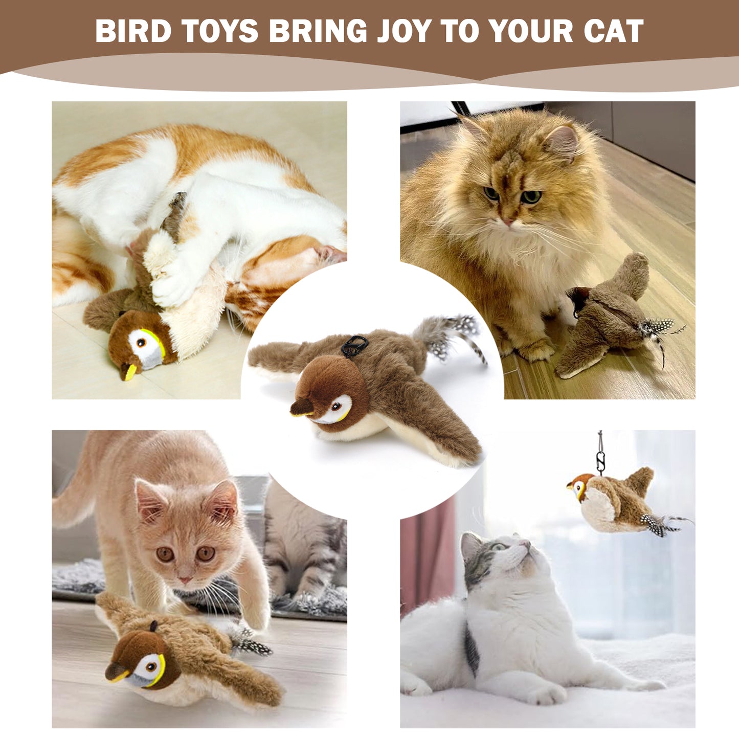 Interactive Flapping Bird Cat Toy – Rechargeable Catnip Plush Chirping Toy for Cats & Kittens
