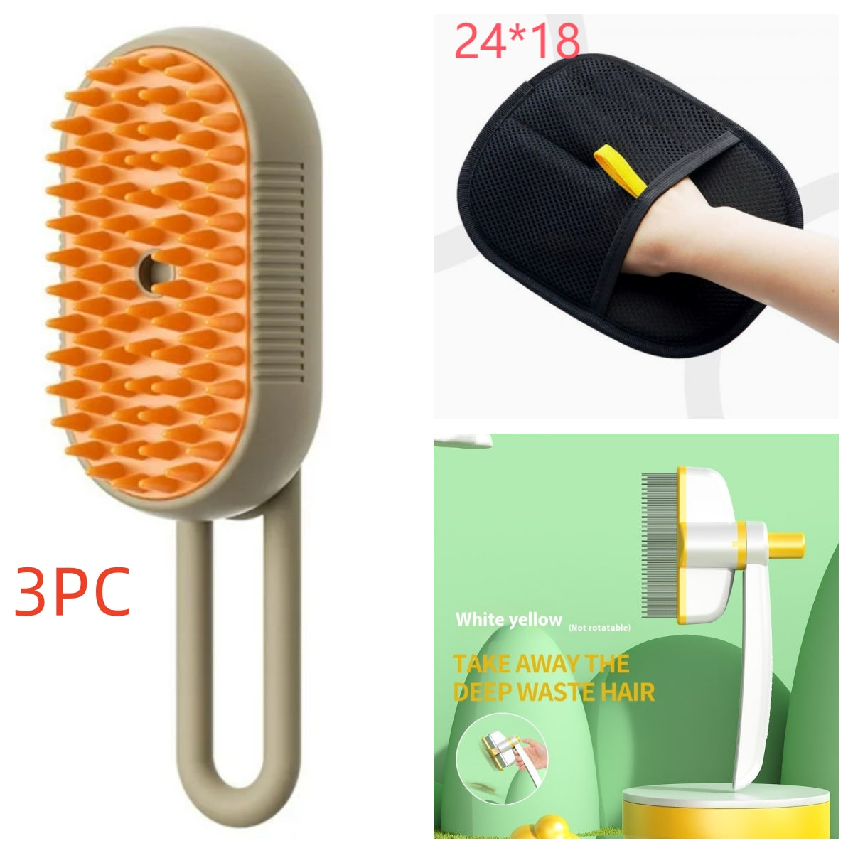3-in-1 Steam Pet Grooming Brush – Electric Spray Deshedding & Massage Comb for Dogs & Cats