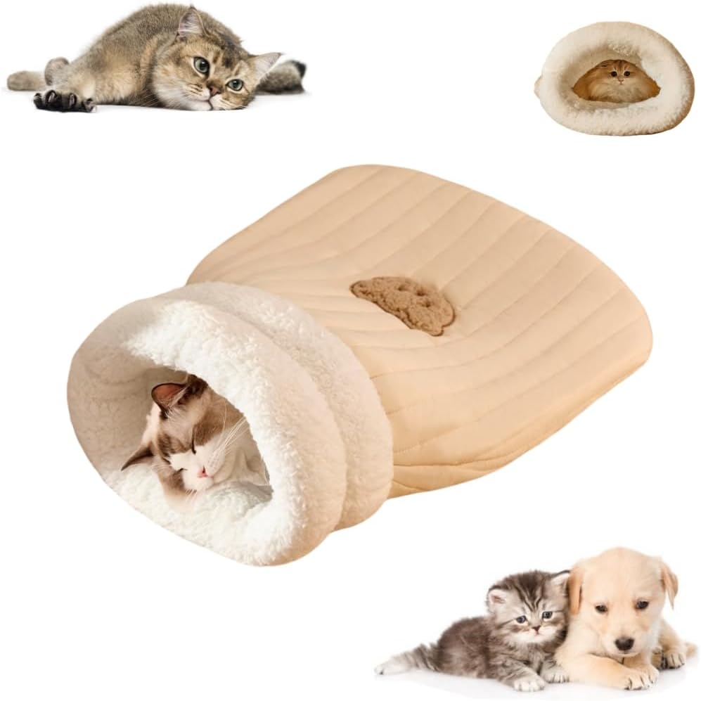 Cozy Cat Tunnel Bed – Soft Plush Sleeping Bag for Cats & Kittens