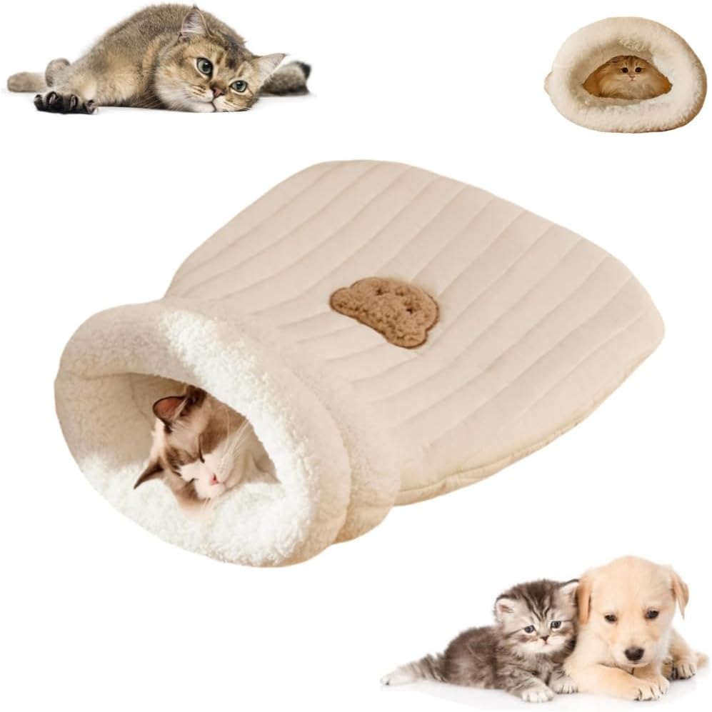 Cozy Cat Tunnel Bed – Soft Plush Sleeping Bag for Cats & Kittens