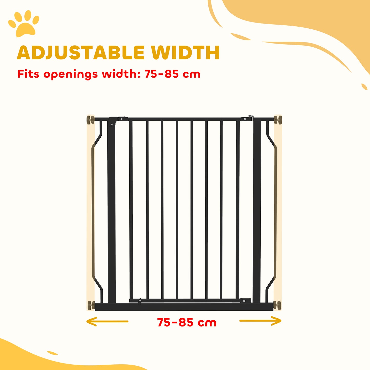 PawHut Extra Wide Dog Safety Gate for Doorways, Hallways, Staircases - Black