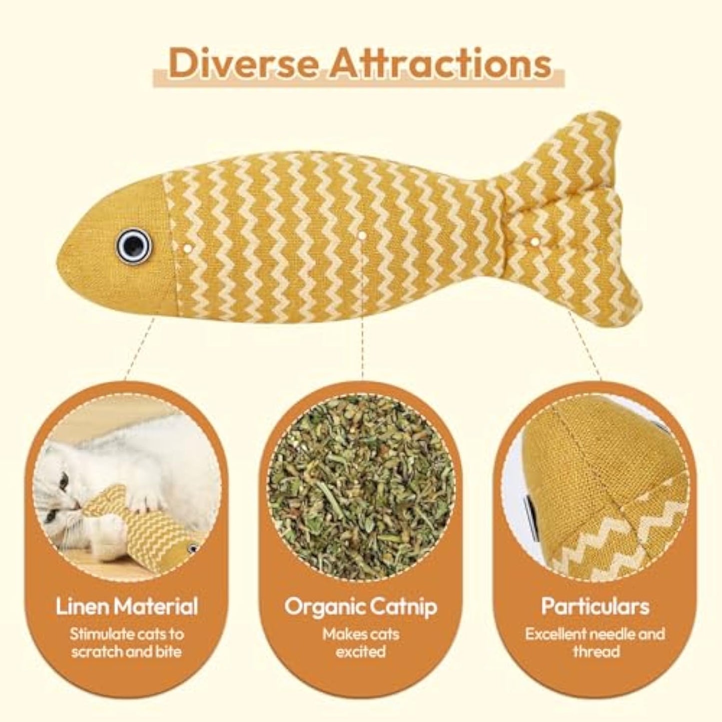 Hemp Cloth Catnip Toy Fish for Cats & Kittens
