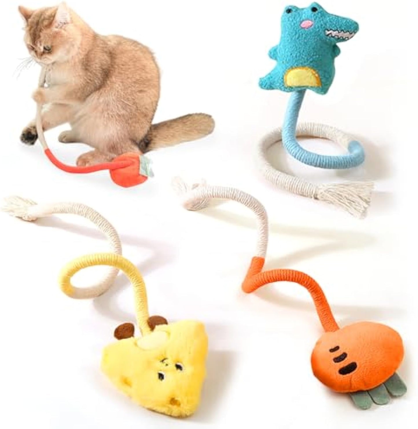 Sisal Rope Cat Chew Toys with Catnip & Silvervine – Dental & Interactive Indoor Cat Toys