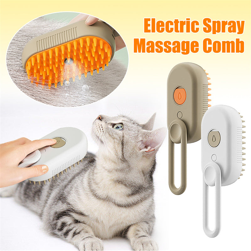 3-in-1 Steam Pet Grooming Brush – Electric Spray Deshedding & Massage Comb for Dogs & Cats