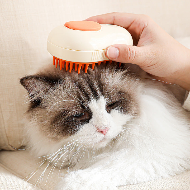 3-in-1 Steam Cat & Dog Grooming Brush – Self-Cleaning Massage & Hair Removal Comb