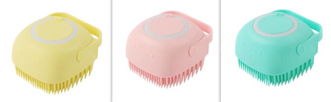 Silicone Pet Bath Massage Brush – Shampoo Dispensing Grooming Tool for Dogs & Cats