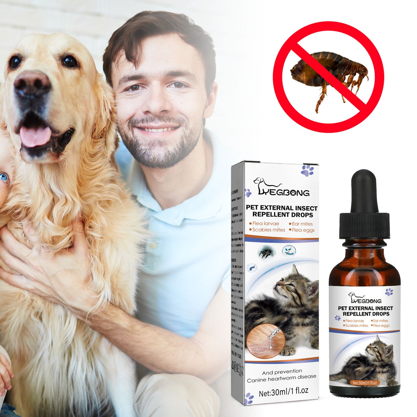 Yegbong Flea & Tick Repellent Drops for Pets