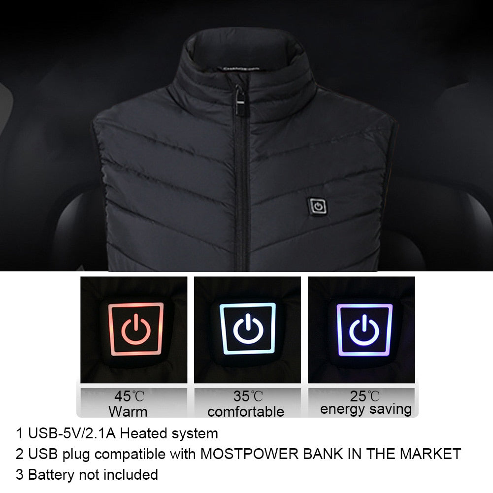 USB Heated Vest – Electric Heated Winter Body Warmer - Multiple Sizes