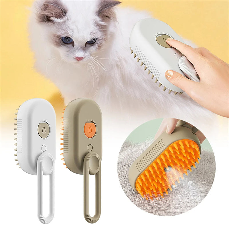 3-in-1 Steam Pet Grooming Brush – Electric Spray Deshedding & Massage Comb for Dogs & Cats