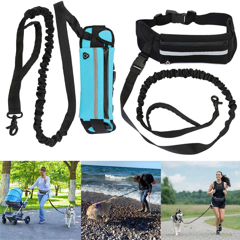 Bungee Hands-Free Dog Lead with Waist Belt & Storage Pouch – Running & Walking Leash