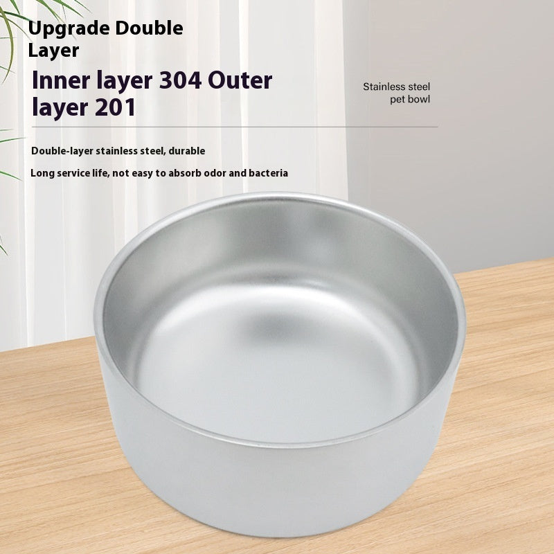Double-Walled Stainless Steel Cat Bowl – Durable Non-Slip Pet Feeding Dish