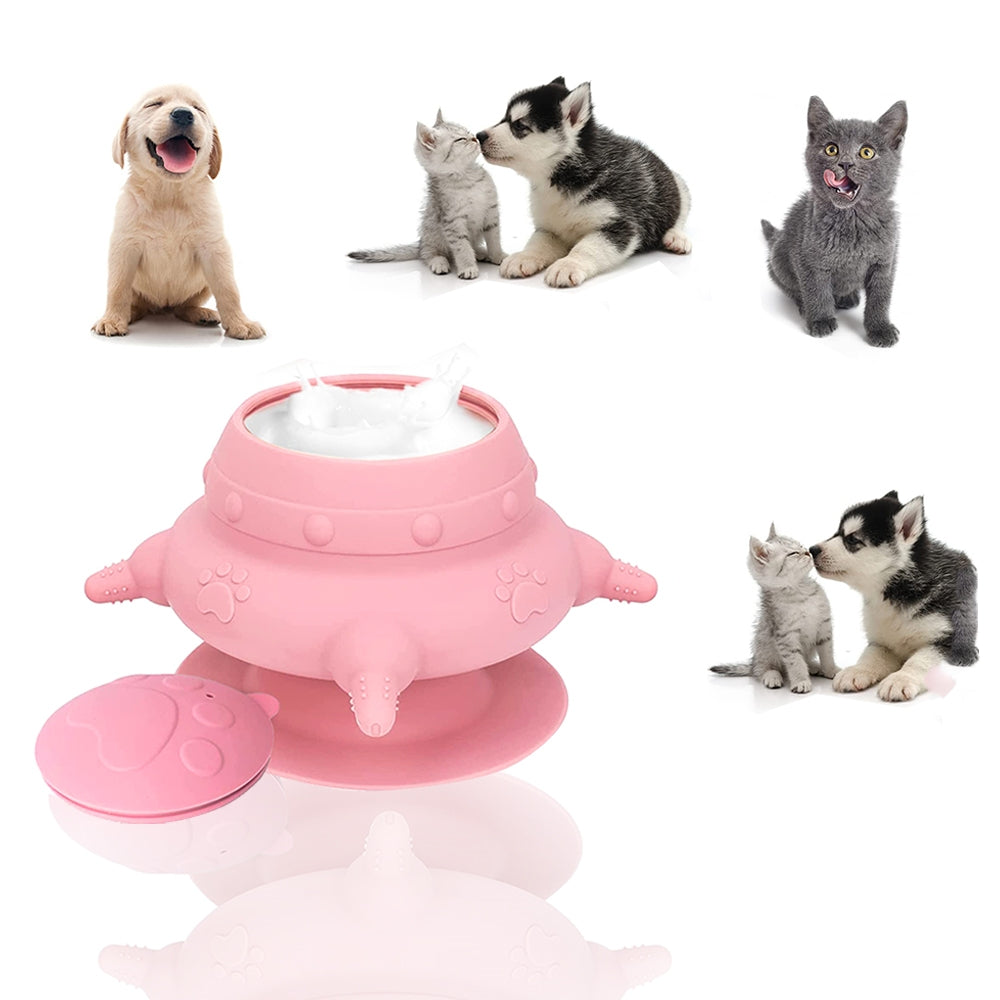 Silicone Puppy & Kitten Milk Feeder Bowl – Multi-Nipple Nursing Feeding Bottle (240ml)