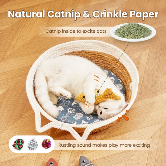 Vibrant Fish Crinkle Catnip Toys