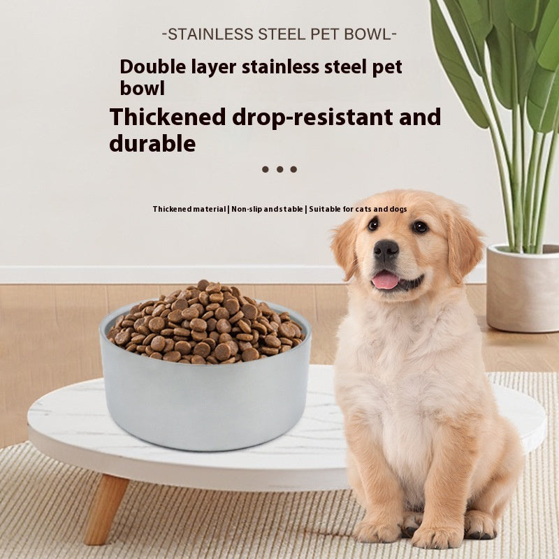 Double-Walled Stainless Steel Cat Bowl – Durable Non-Slip Pet Feeding Dish