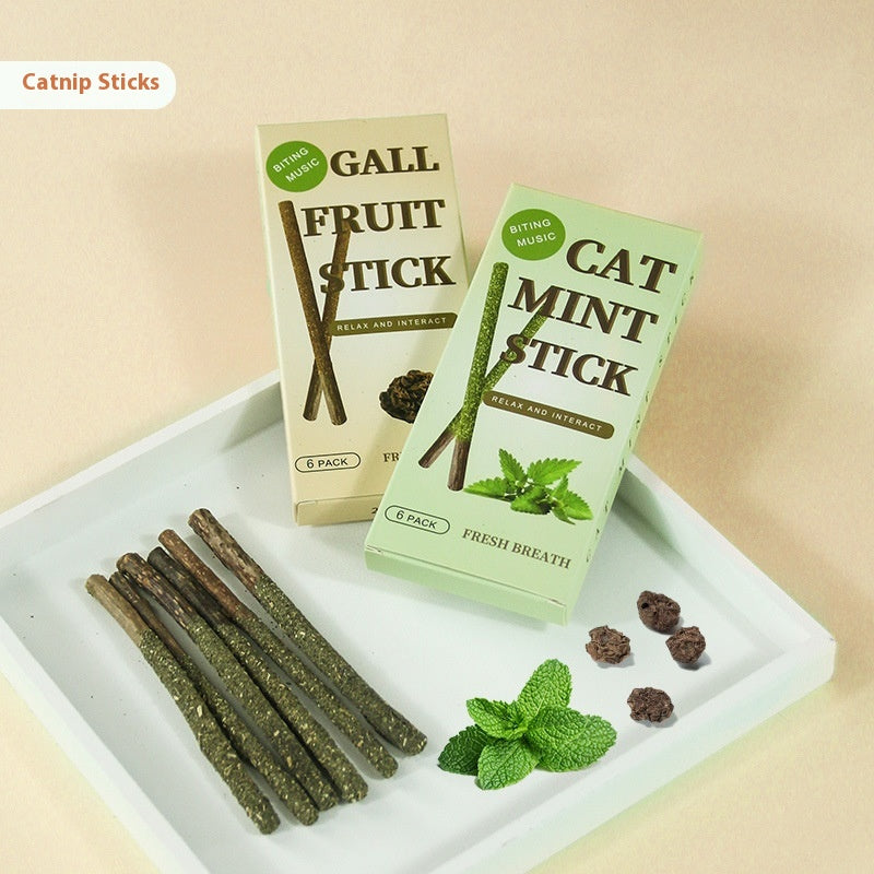 Natural Cat Mint or Gall Fruit Chew Stick For Cats & Kittens