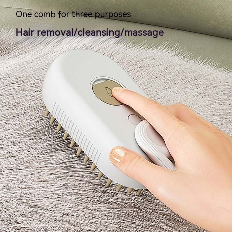 3-in-1 Steam Pet Grooming Brush – Electric Spray Deshedding & Massage Comb for Dogs & Cats