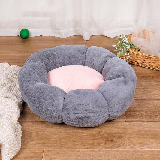 Cozyfluff Velvet Thick Round Flower Pet Nest