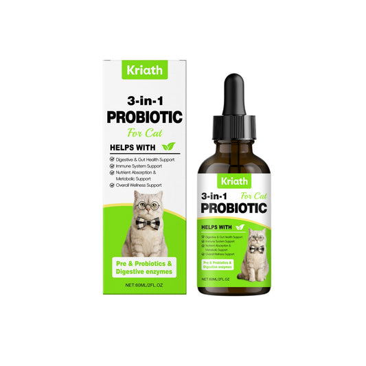 Kriath 3-in-1 Probiotic Support Drops for Cats – Digestive Wellness Formula
