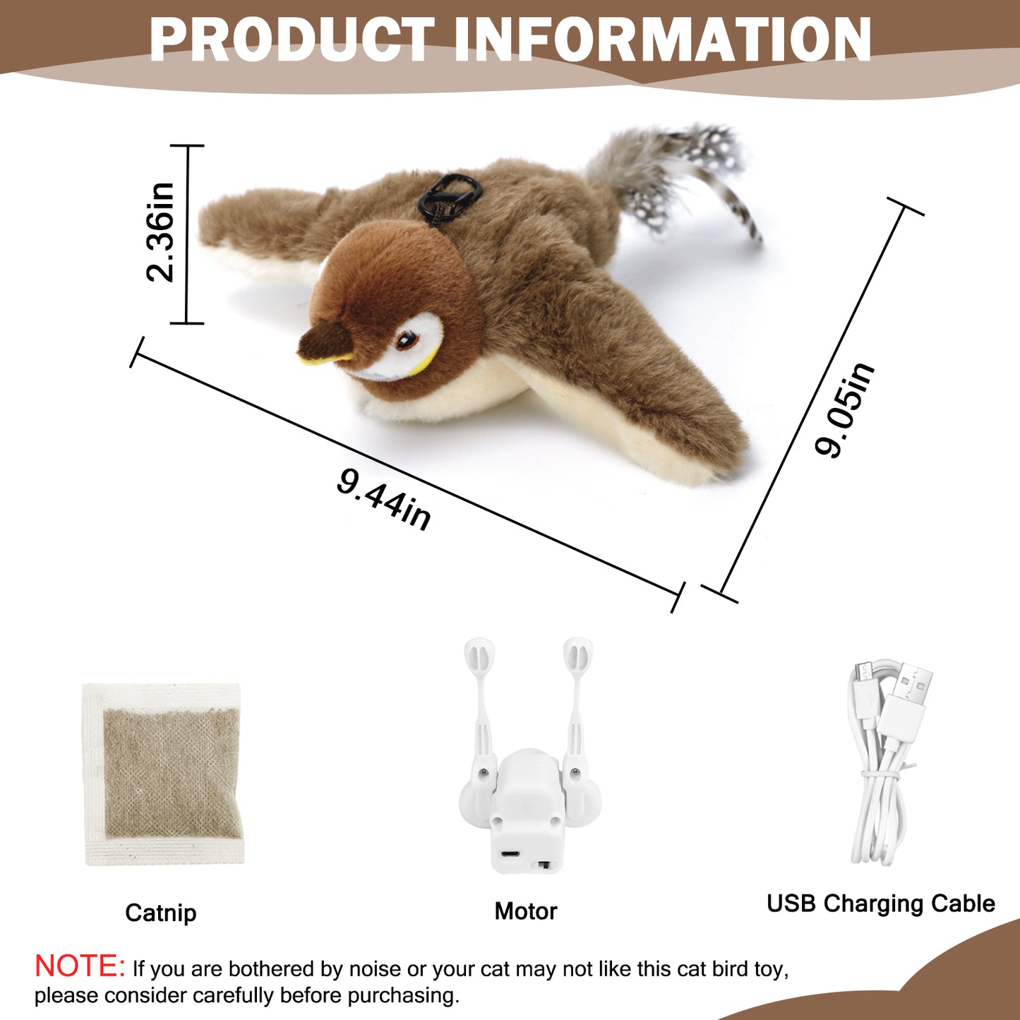 Interactive Flapping Bird Cat Toy – Rechargeable Catnip Plush Chirping Toy for Cats & Kittens