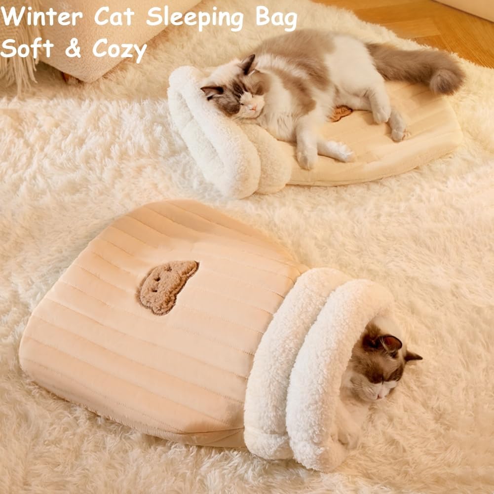Cozy Cat Tunnel Bed – Soft Plush Sleeping Bag for Cats & Kittens