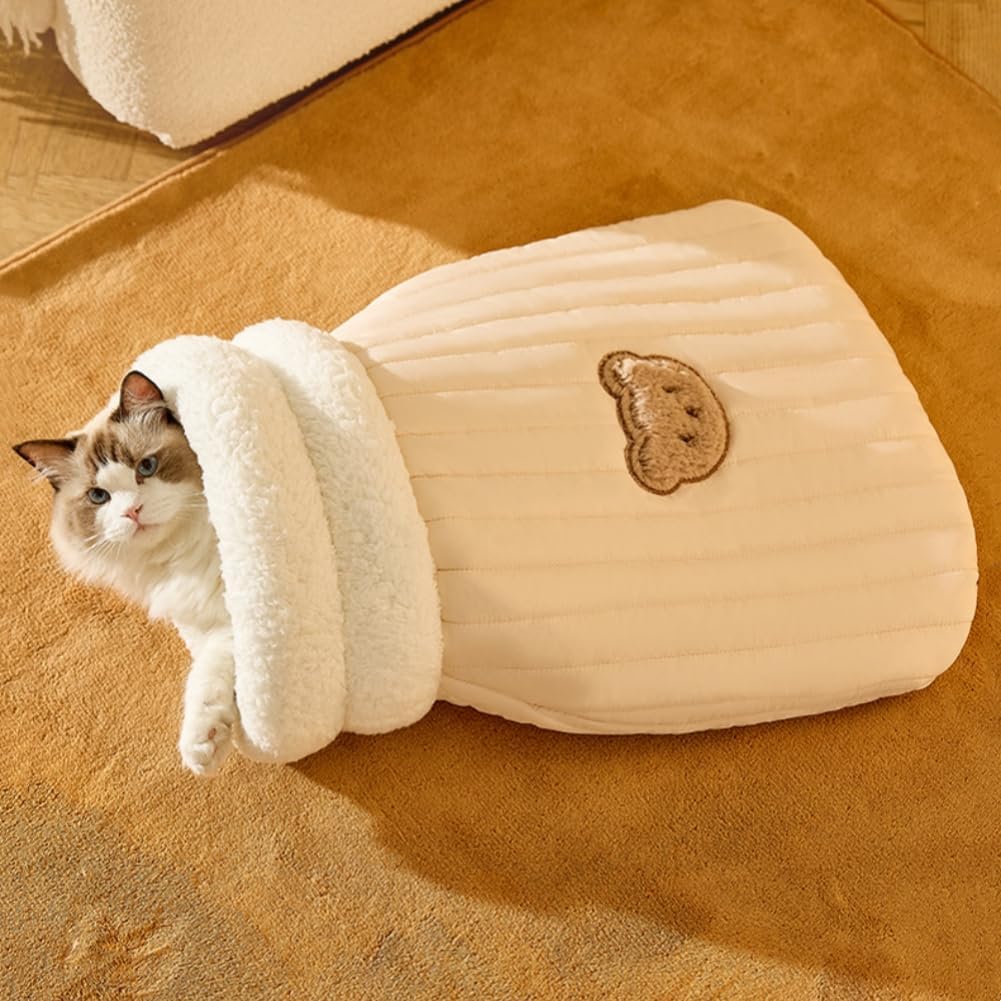 Cozy Cat Tunnel Bed – Soft Plush Sleeping Bag for Cats & Kittens