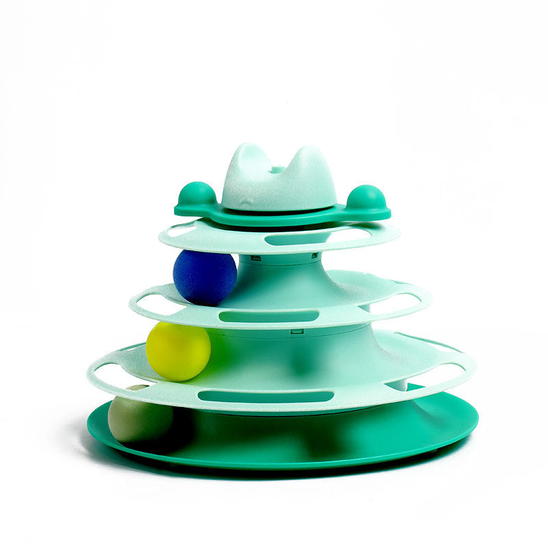 Cat Space Tower Turntable Toy – Interactive Puzzle & Feather Play Board for Cats