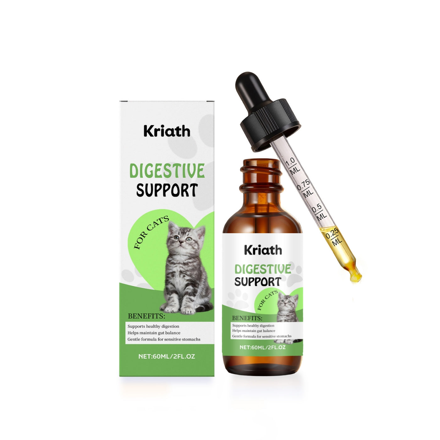 Kriath Digestive Support Drops for Cats – Daily Gut Wellness Formula