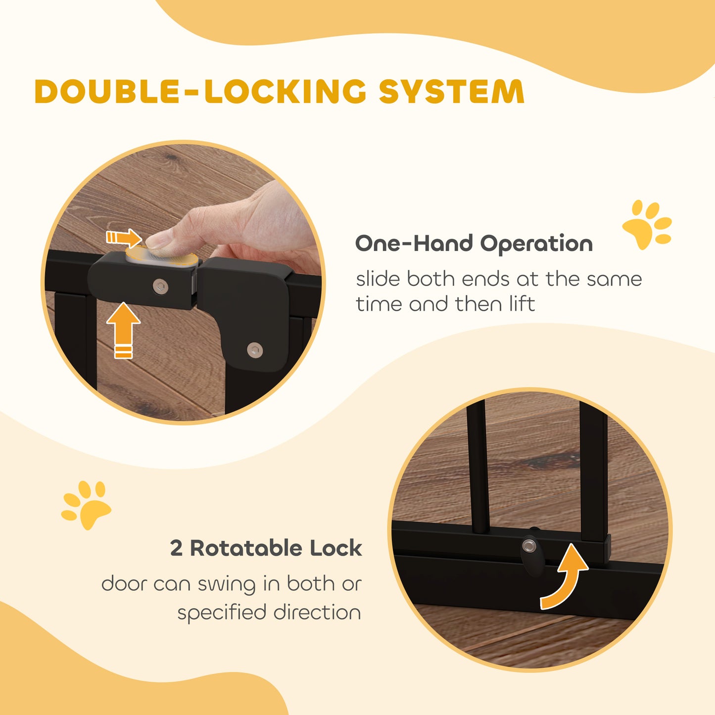 PawHut Extra Wide Dog Safety Gate for Doorways, Hallways, Staircases - Black