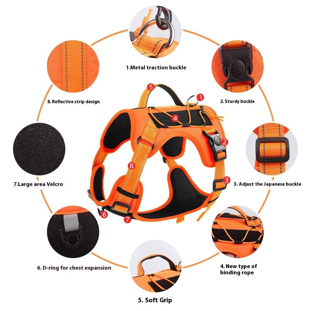 Heavy-Duty Dog Harness with Hand-Held Safety Rope – Anti-Escape Pet Walking Lead