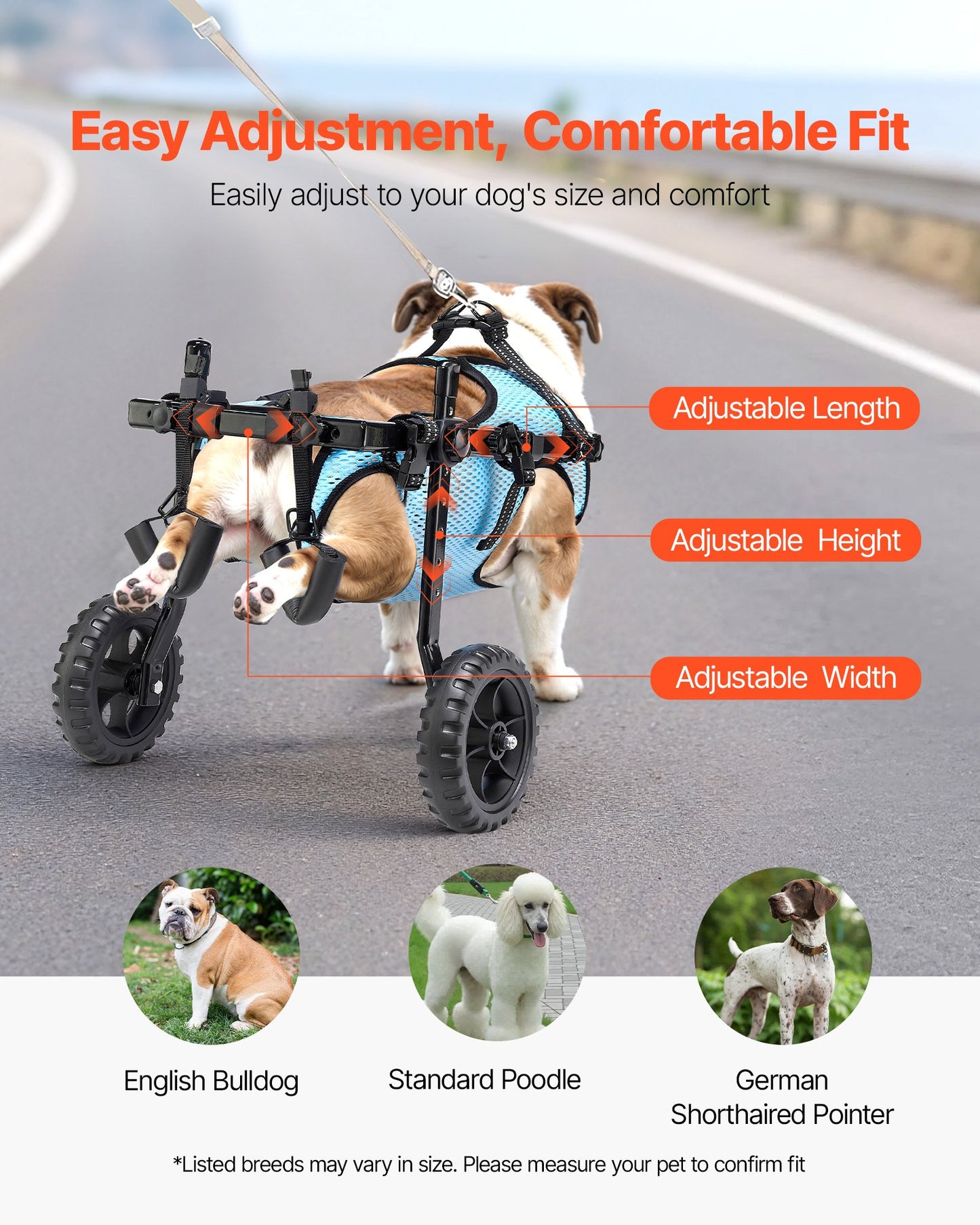 Dog Wheelchair For Back Legs, Adjustable For Dogs Up To 33lbs.
